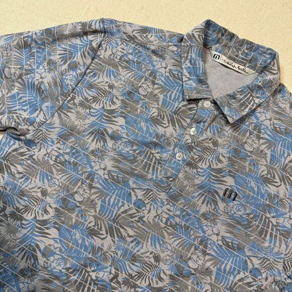Travis Mathew Mens Medium Floral Print Palm Leaves Golf Performance Shirt See pi - Picture 1 of 6